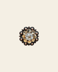 Champagne & Clear Copper 1.25" European Crystal Concho on a warm cream background
