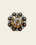 Champagne & Clear Copper 1.5" European Crystal Concho on a warm cream background