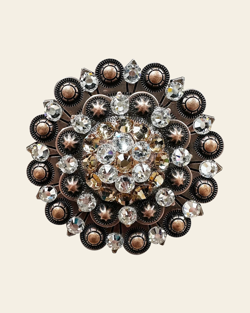Champagne & Clear Copper Berry Jacket European Crystal on a warm cream background