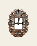Champagne & Clear Copper European Crystal Cart Buckle on a warm cream background