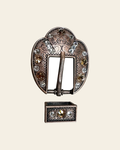 Champagne & Clear Copper European Crystal Fancy Buckle on a warm cream background