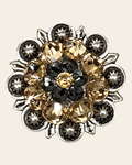 Champagne & Jet Antique Silver 1.25" European Crystal Concho on a warm cream background