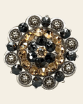 Champagne & Jet Antique Silver 2" European Crystal Concho on a warm cream background