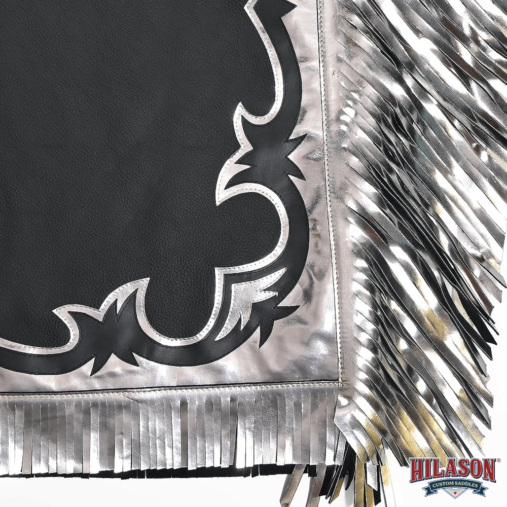 HILASON Pro Rodeo Bull Riding Chaps Genuine Leather Black