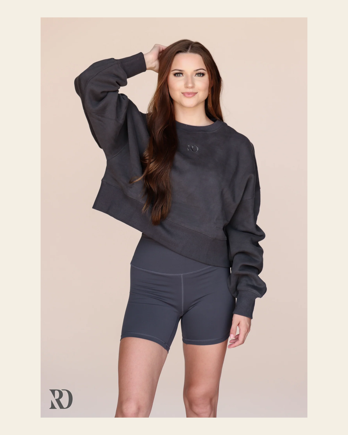 Warmup Pullover | Charcoal on a warm cream background