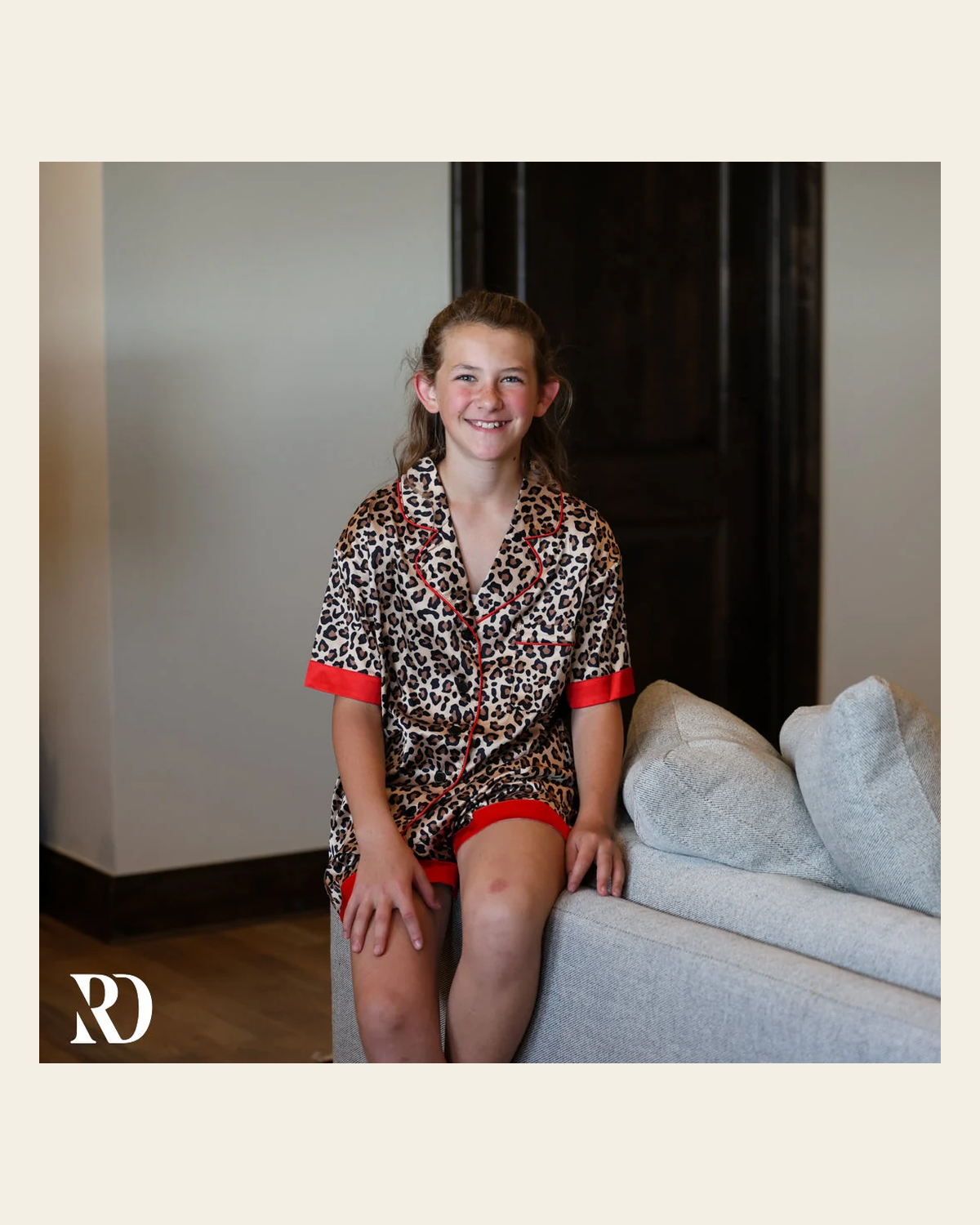*youth* Pj Set | Leopard & Red on a warm cream background