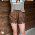 Chocolate Satin Lace | Shorts
