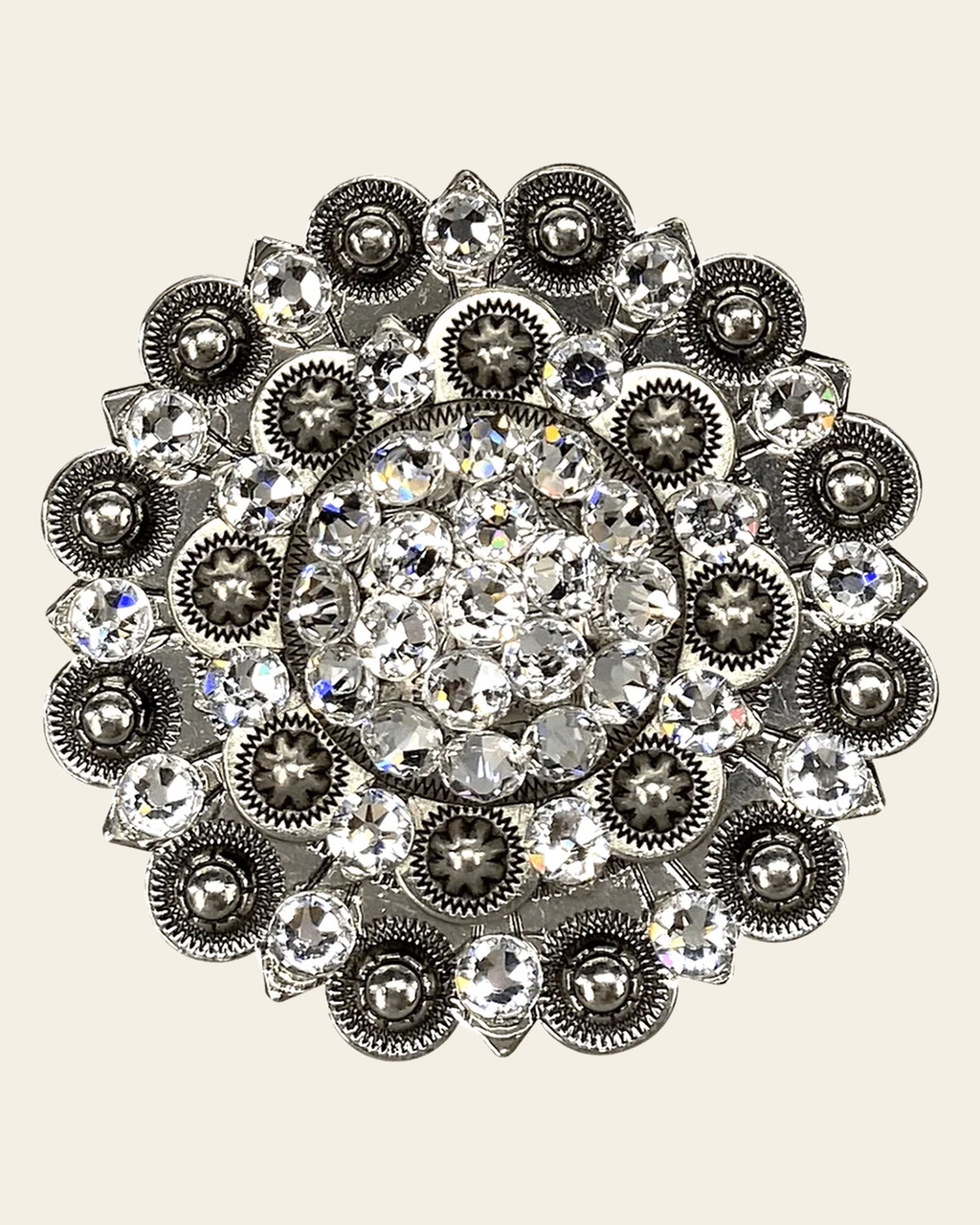 Clear Antique Silver Berry Jacket European Crystal on a warm cream background