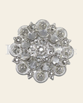 Clear Bright Silver 1.5" European Crystal Concho on a warm cream background