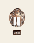 Clear Copper European Crystal Fancy Buckle on a warm cream background