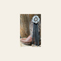 Boot Cuff Jewelry -Silver Leather Flower - Clear Concho - Fringe