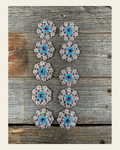 Clearance Bundle Concho Set Bright Silver Pink, Turquoise, & Clear #BUN11 on a warm cream background