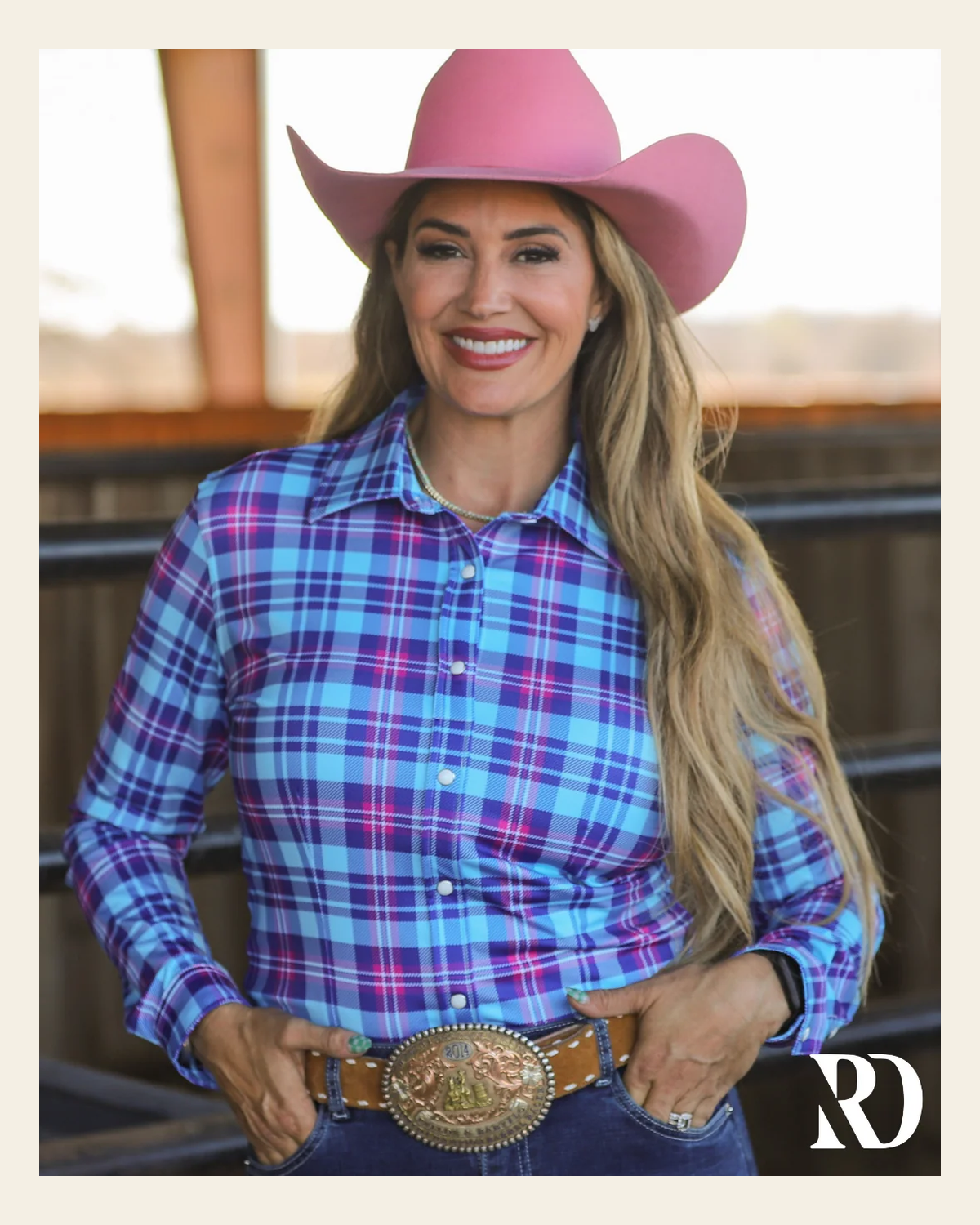 Clovis Performance Rodeo Shirt on a warm cream background