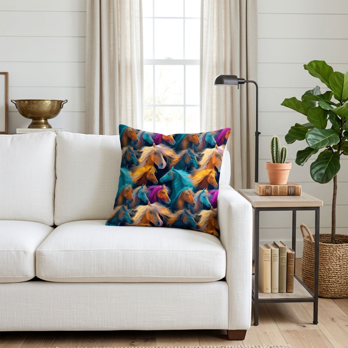 Baha Ranch Velvety Soft Colorful Horses Pillow Cover Made in America by Baha Ranch Western Wear - product image 2