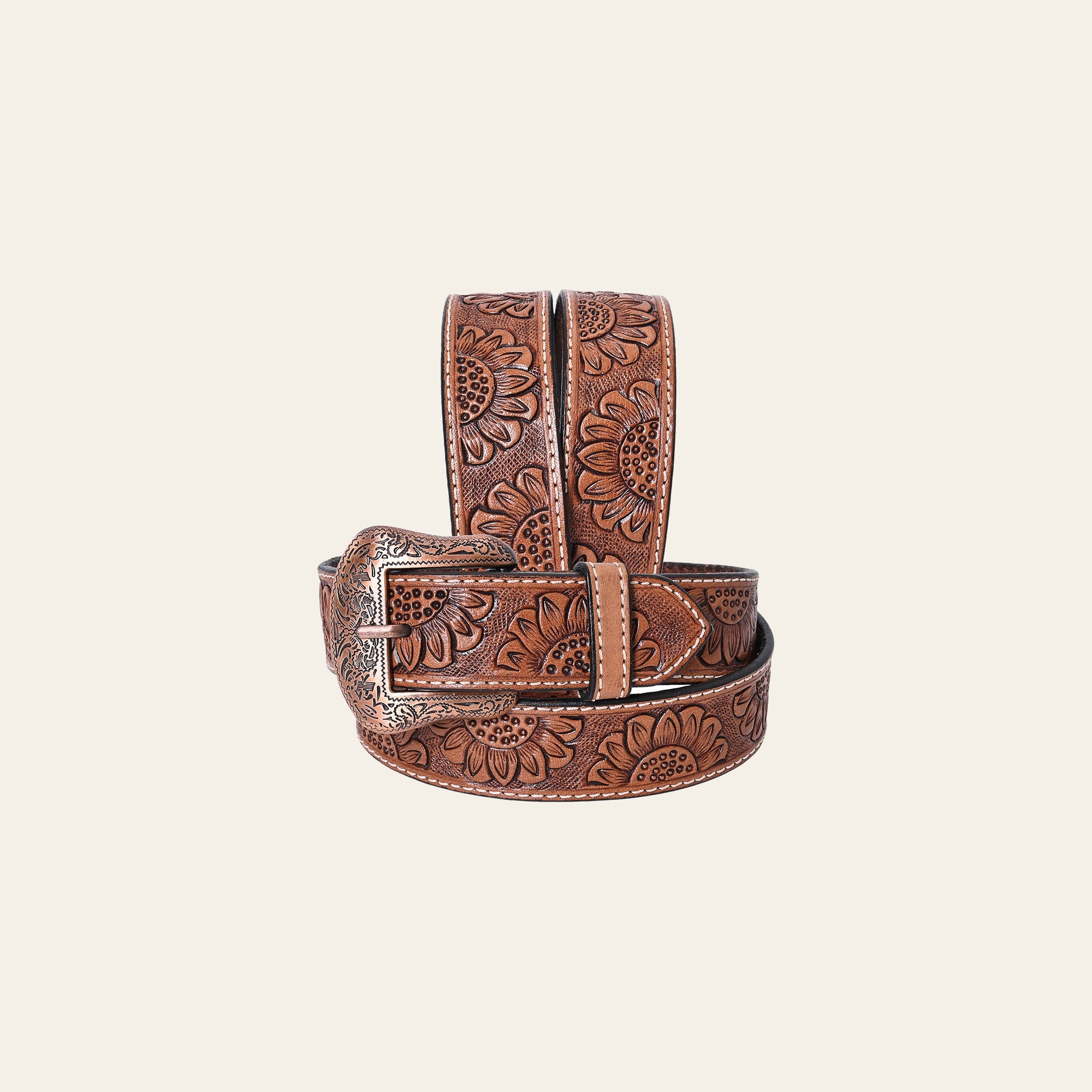 COMFYTACK Western Genuine Leather Belt for Men Women Cowboy Cowgirl Handmade Unisex Full Grain Heavy Duty Floral Tooled