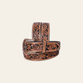 COMFYTACK Western Genuine Leather Belt for Men Women Cowboy Cowgirl Handmade Unisex Full Grain Heavy Duty Floral Tooled