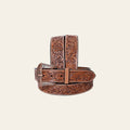 COMFYTACK Western Genuine Leather Belt for Men Women Cowboy Cowgirl Handmade Unisex Full Grain Heavy Duty Floral Tooled