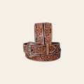 COMFYTACK Western Genuine Leather Belt for Men Women Cowboy Cowgirl Handmade Unisex Full Grain Heavy Duty Floral Tooled