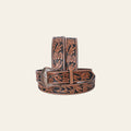 COMFYTACK Western Genuine Leather Belt for Men Women Cowboy Cowgirl Handmade Unisex Full Grain Heavy Duty Floral Tooled
