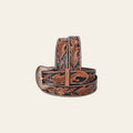 COMFYTACK Western Genuine Leather Belt for Men Women Cowboy Cowgirl Handmade Unisex Full Grain Heavy Duty Floral Tooled