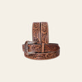 COMFYTACK Western Genuine Leather Belt for Men Women Cowboy Cowgirl Handmade Unisex Full Grain Heavy Duty Floral Tooled