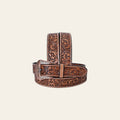 COMFYTACK Western Genuine Leather Belt for Men Women Cowboy Cowgirl Handmade Unisex Full Grain Heavy Duty Floral Tooled