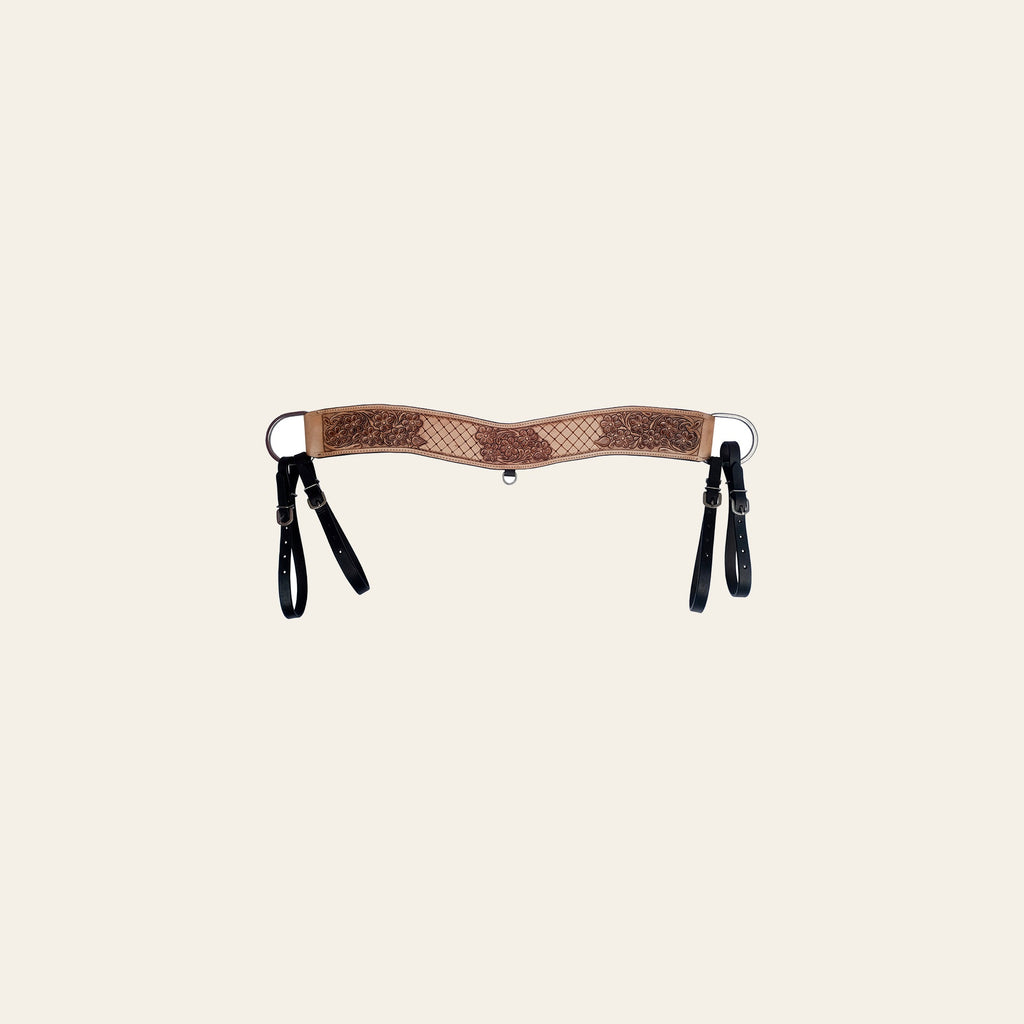 COMFYTACK Western Genuine Leather Horse Tripping Breast Collar Tack Brown Floral Carve