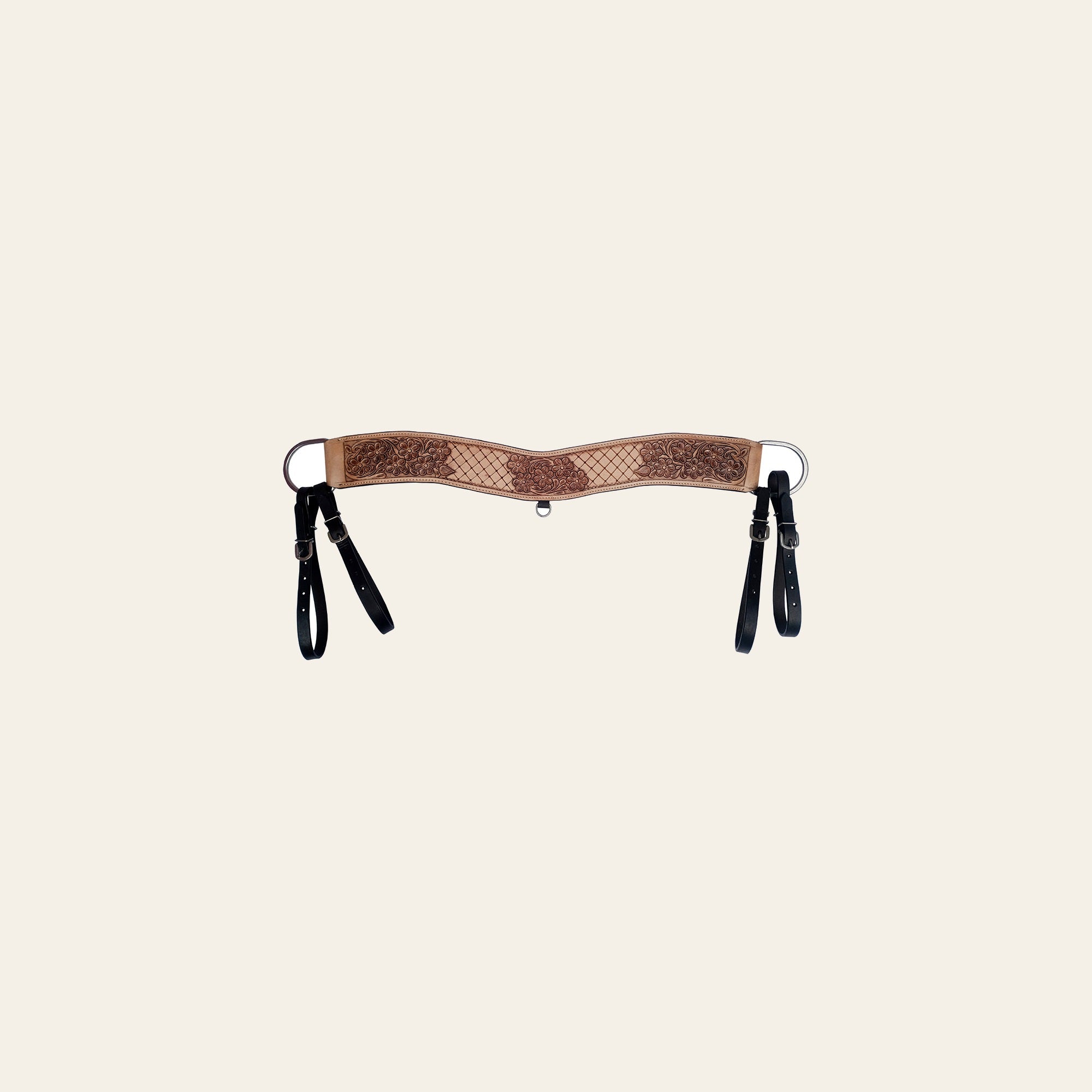 COMFYTACK Western Genuine Leather Horse Tripping Breast Collar Tack Brown Floral Carve