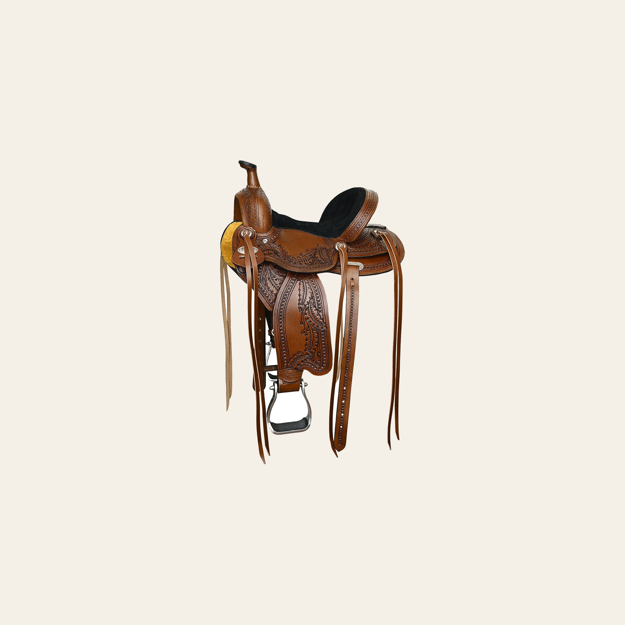 COMFYTACK Horse Barrel Racing Trail Pleasure American Leather Saddle Brown