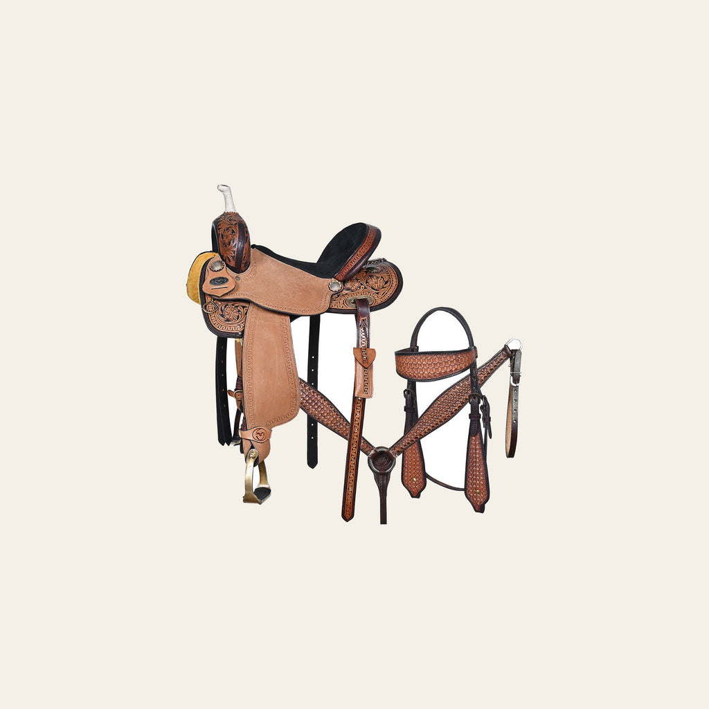 Comfytack Western Saddle Leather Trail Horse Tack Set Dark Brown | Western Saddle | Saddle for Horses | Horse  Tack Set