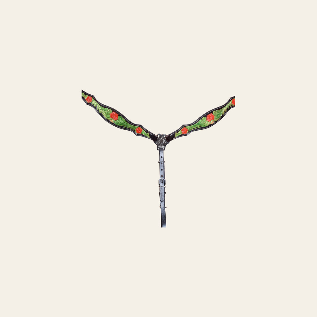 COMFYTACK Western Horse Hand Painted Headstall Breast Collar Tack Genuine Leather