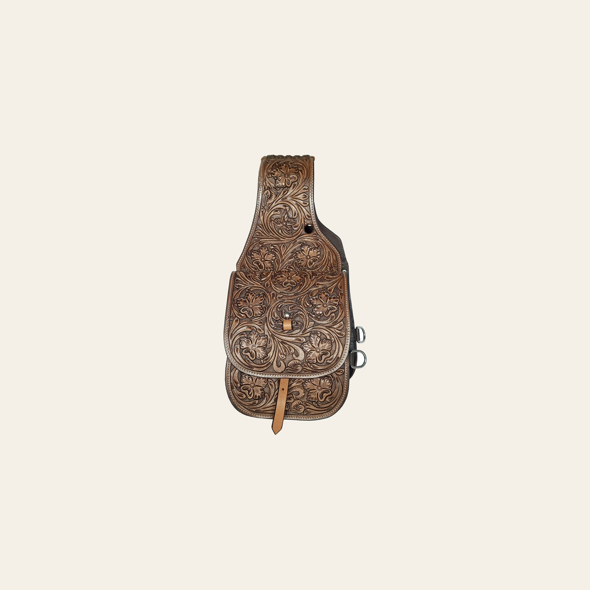 COMFYTACK Western Horse Leather Saddle Bag Heavyduty Floral Dark Brown