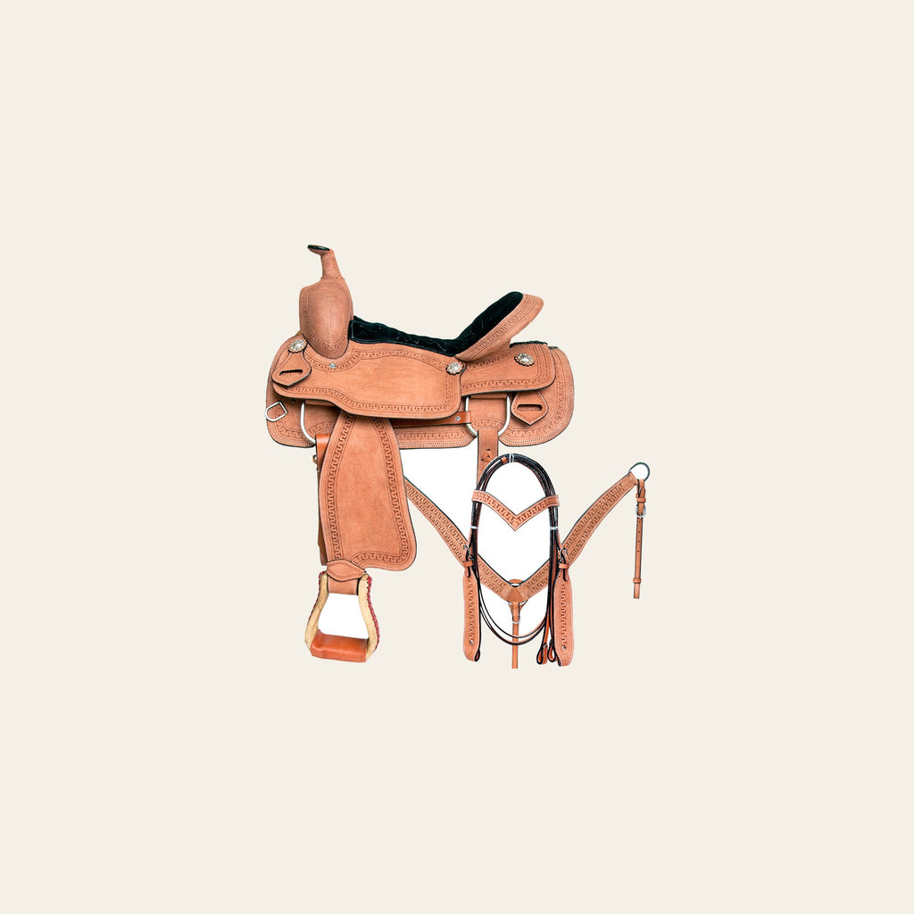 Comfytack Western Horse Saddle American Leather Trail Roping Ranch Tack Set