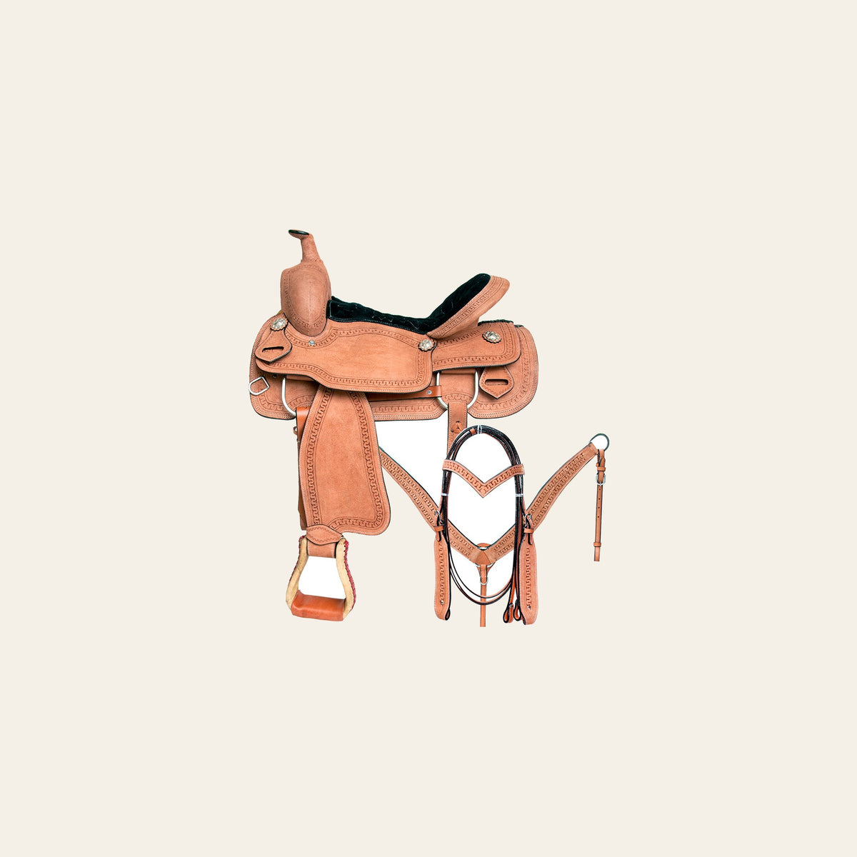 Comfytack Western Horse Saddle American Leather Trail Roping Ranch Tack Set