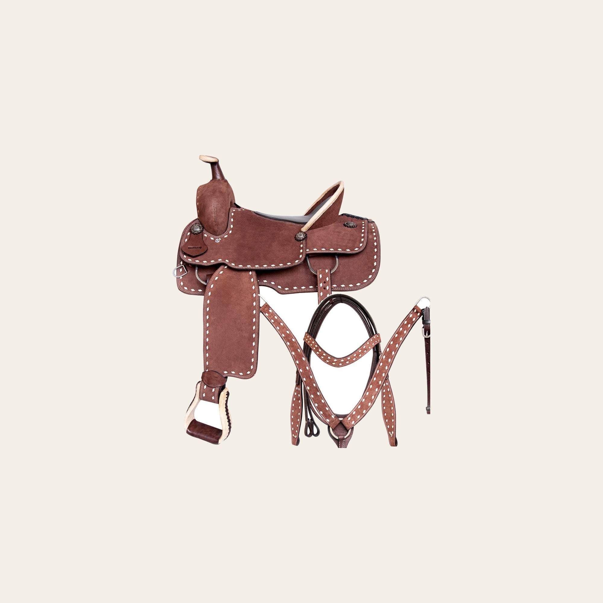 Comfytack Rough Out Western Saddle Leather Trail Tack Brown | Western Saddle | Saddle for Horses | Horse Tack Set
