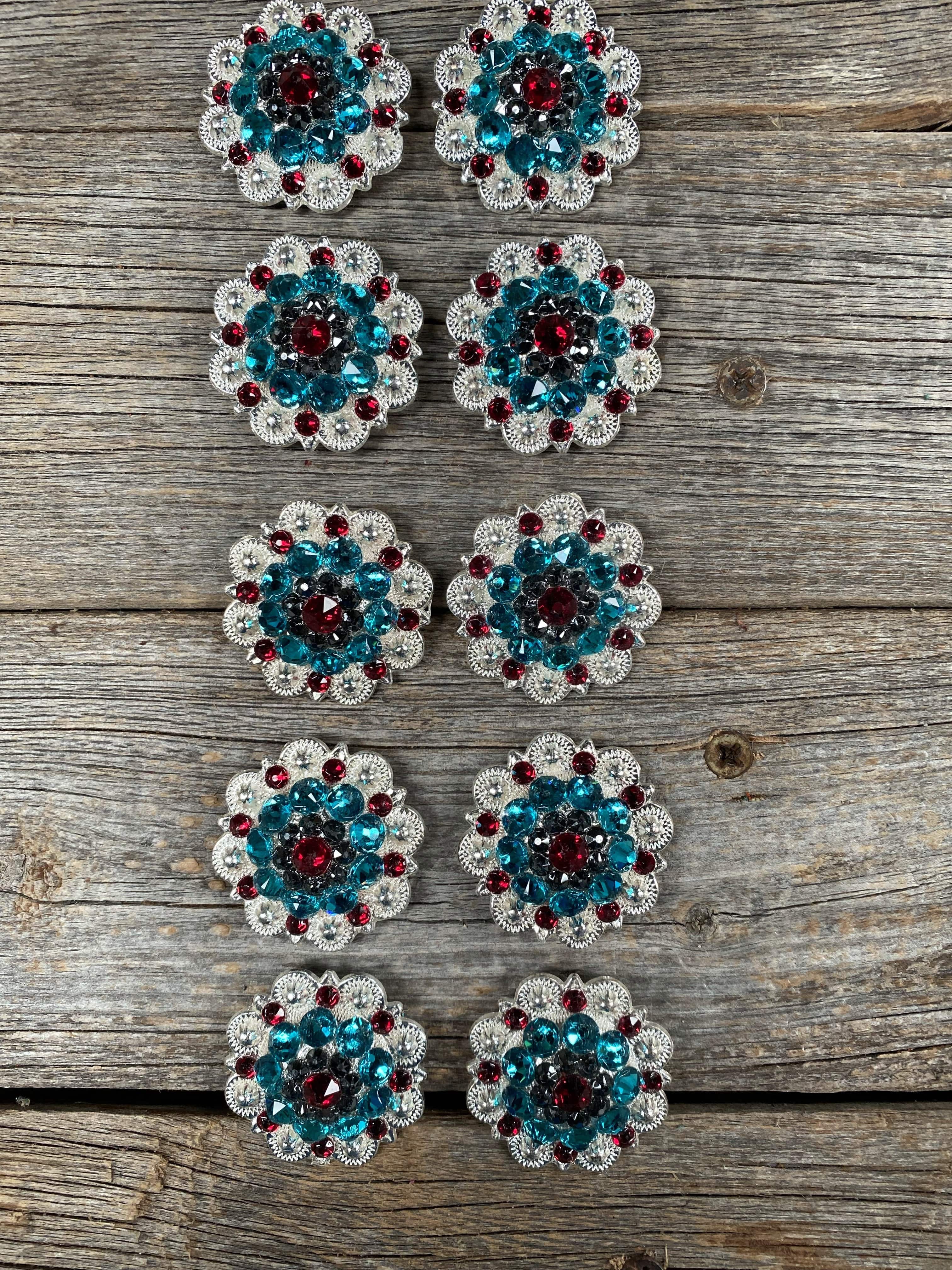 Clearance Bundle Concho Set Bright Silver Ruby, Jet, & Teal #BUN10