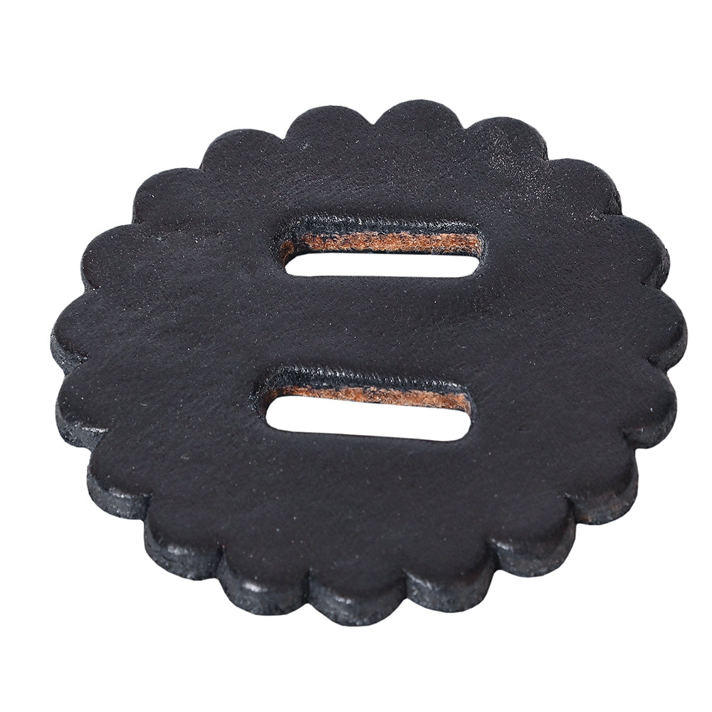 Hilason Slotted Scalloped Leather Rosette Concho Saddle Tack Black 2"