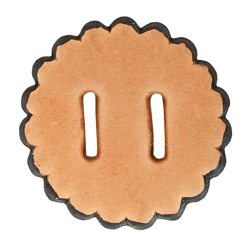 Hilason Slotted Scalloped Leather Rosette Concho Saddle Tack Tan 2"