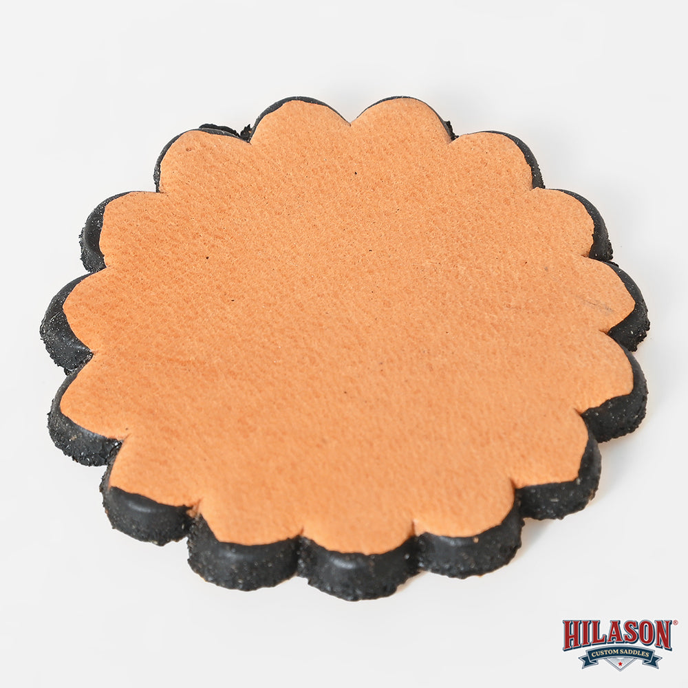 1" Hilason Plain Scalloped Leather Rosette Concho Saddle Tan