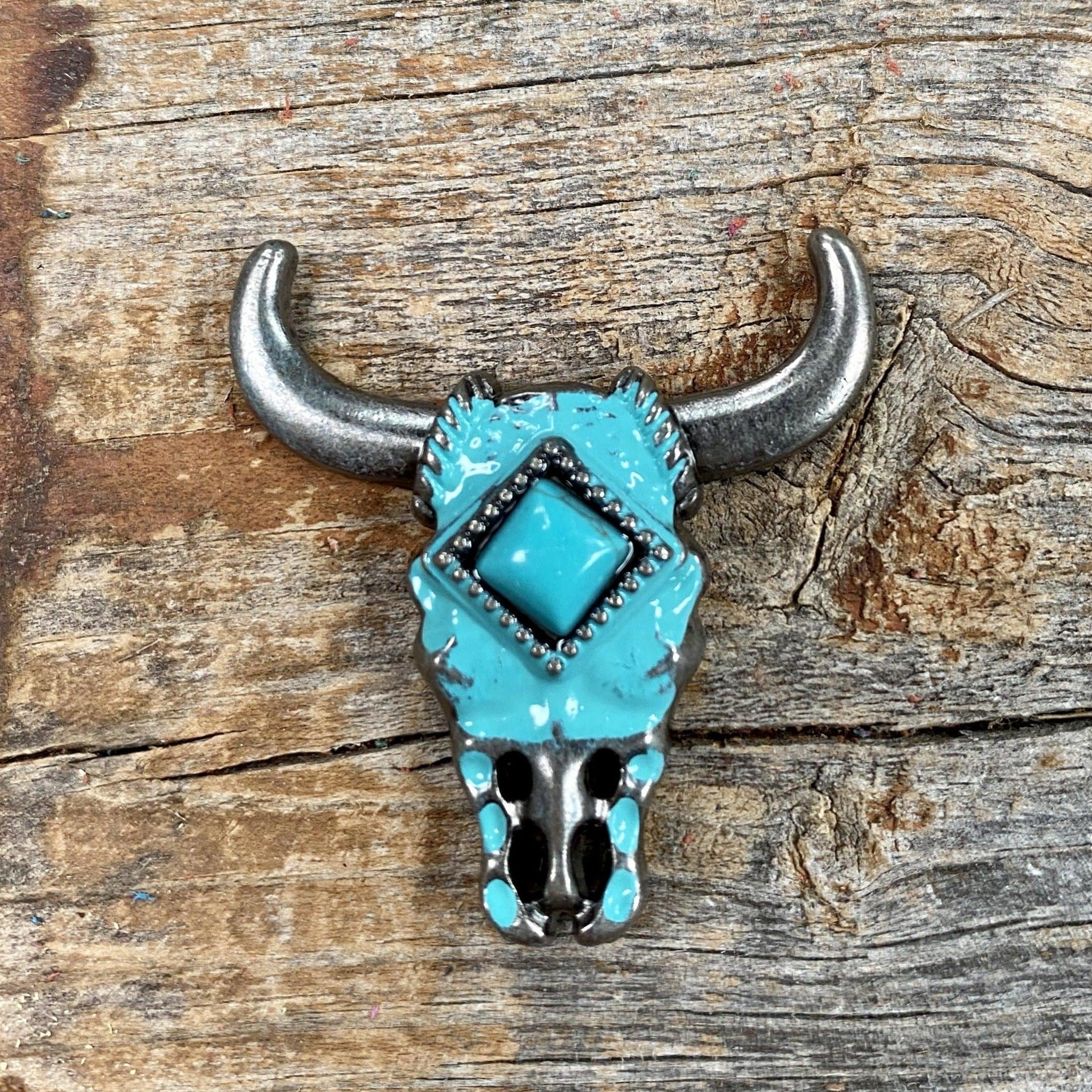 Turquoise Steer Head Concho W202L