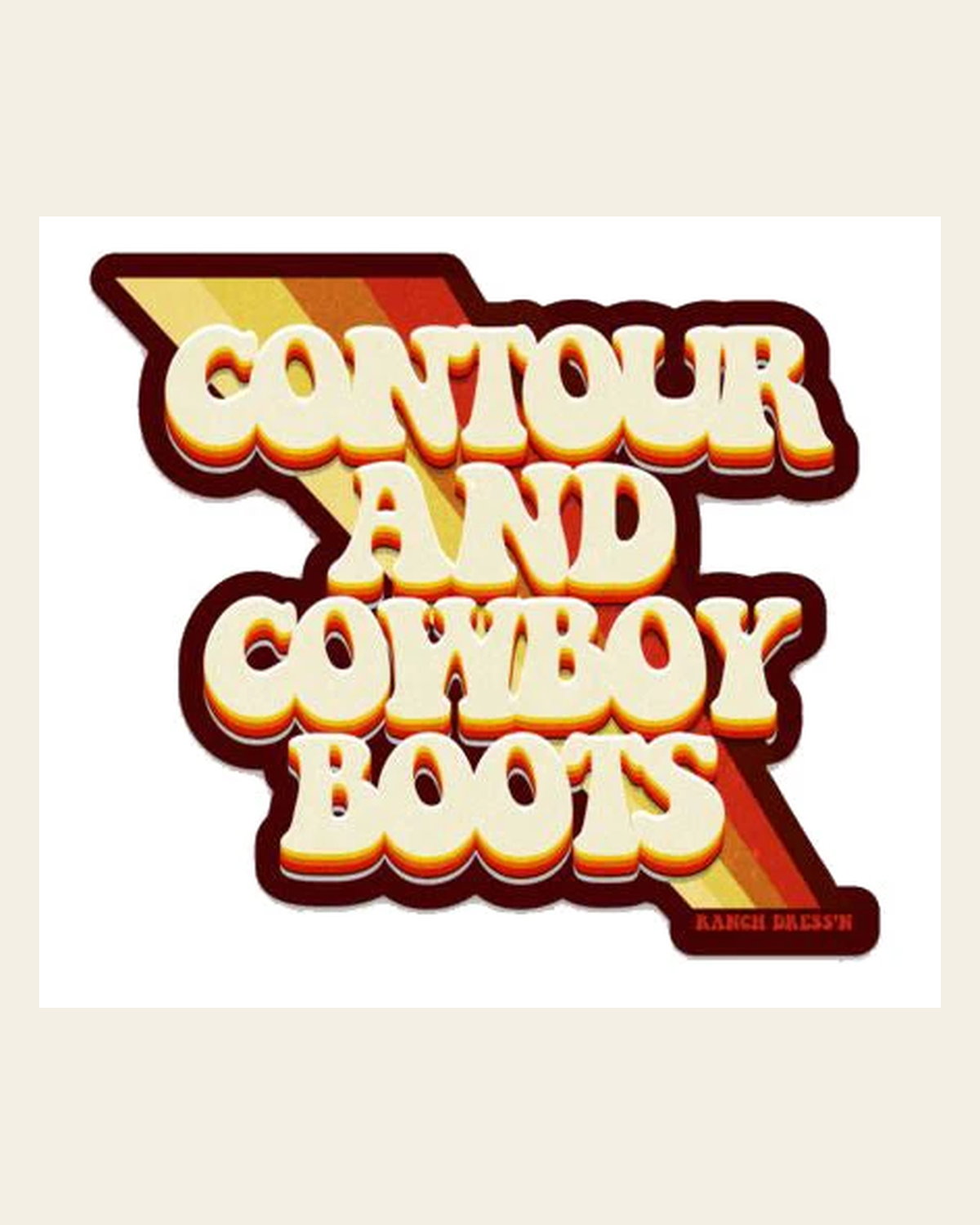 Contour And Cowboy Boots Sticker on a warm cream background