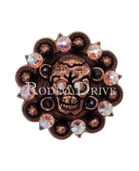 AB & Jet Copper 1.75" Skull European Crystal Concho