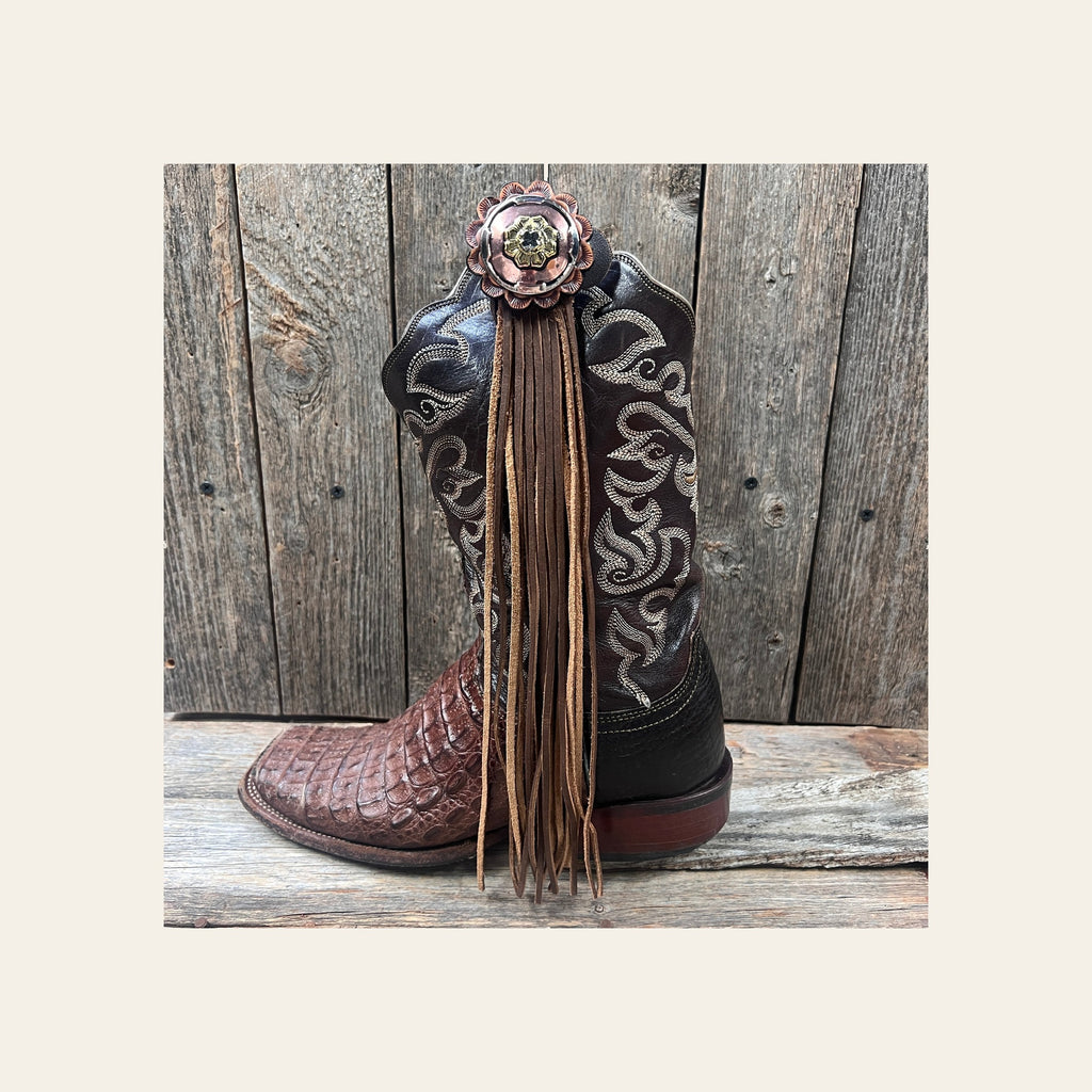 Boot Cuff Jewelry - Copper Floral Concho - Fringe