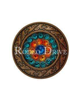 Capri Fire Opal & Teal Copper 1.5" Disc European Crystal Concho