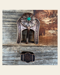 Copper Daisy Turquoise Concho Buckle Adapter W132COBA on a warm cream background