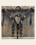 Copper Dot Honeycomb Western Browband / One Ear Tack Set #BBBC418 on a warm cream background
