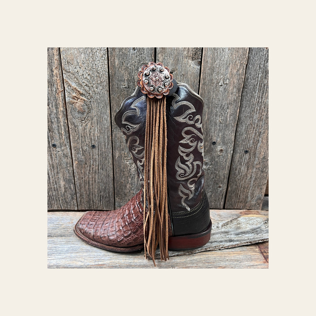 Boot Cuff Jewelry - Copper Dots Concho - Fringe