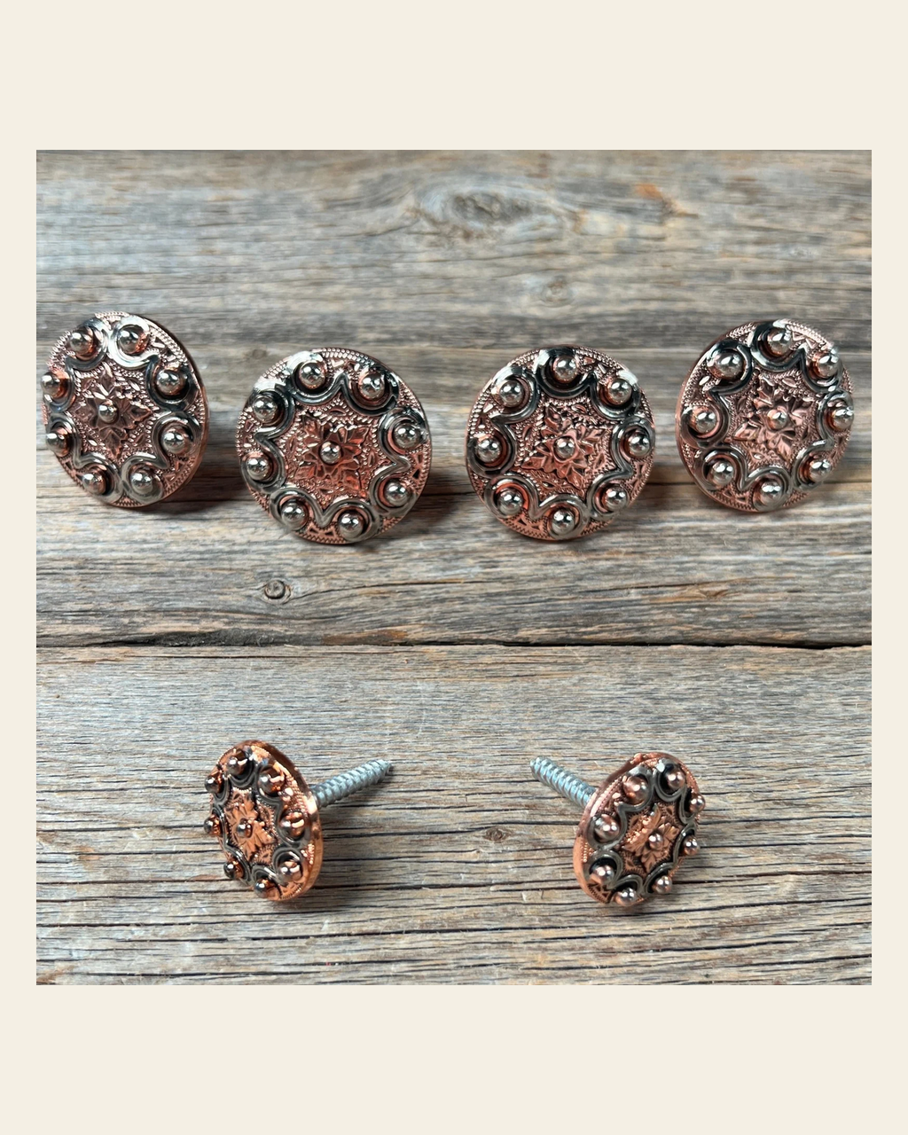 Copper Dots Saddle Set SSW184 on a warm cream background