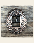 Copper Floral Cart Buckle W197B on a warm cream background