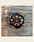Copper Flower 1.25" Concho W196L on a warm cream background